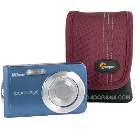 Lowepro Dublin 10 Camera Pouch, Black/Bordeaux Red