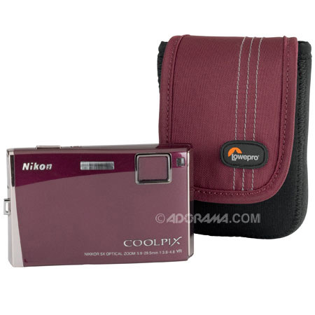 Lowepro Dublin 20 Camera Pouch, Black/Bordeaux Red