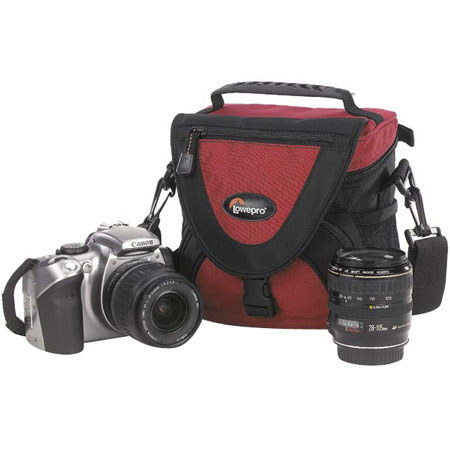Lowepro Nova Mini AW, All Weather Bag for 35mm or Digital SLR Cameras with 1 or 2 Lenses, Red.