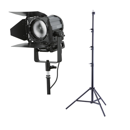 Litepanels Sola 4+ Daylight LED Fresnel Light, 53W - With Flashpoint Pro Air Cushioned Heavy Duty Light Stand 9.5'