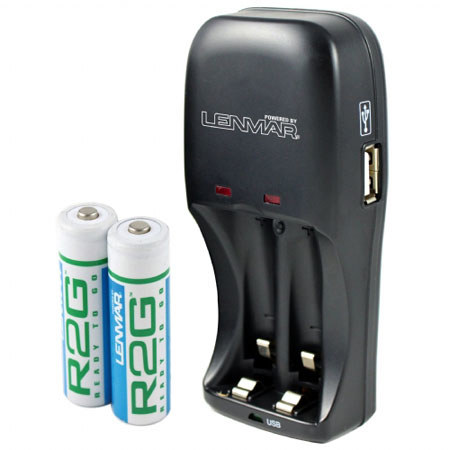 Lenmar R2G02 AA/AAA Charger with 2 R2G Batteries, Black