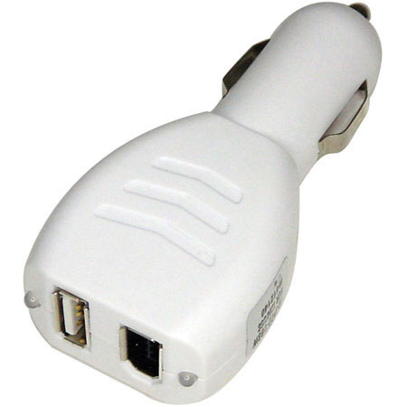 Lenmar 12 Volt DC Charger with Dual USB & Firewire Ports, for iPods or any USB / Firewire Chargeable Device.