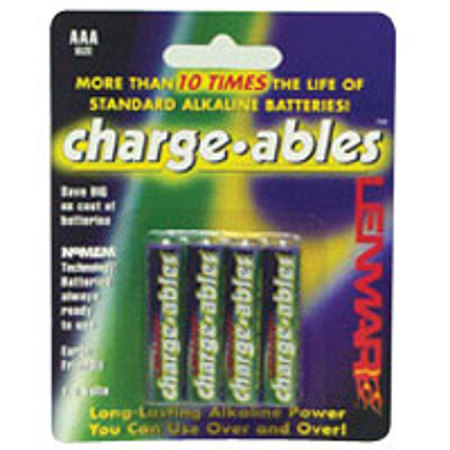 Lenmar AAA Charge-ables Rechargeable Batteries, 1.5 volt Alkaline, 650 mAh, Pack of Four.