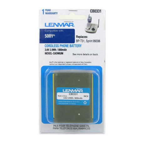 Lenmar Sony BPT31 Equivalent Ni-Cad 3V 600mAh for Sony Cordless Phones #CB0331