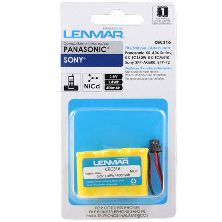 Lenmar Panasonic, Sony, Toshiba, Uniden 3-1/2AA with Mitsumi Ni-Cad 3.6V 350mAh for Panasonic, Sony, Toshiba & Uniden Cordless Phones