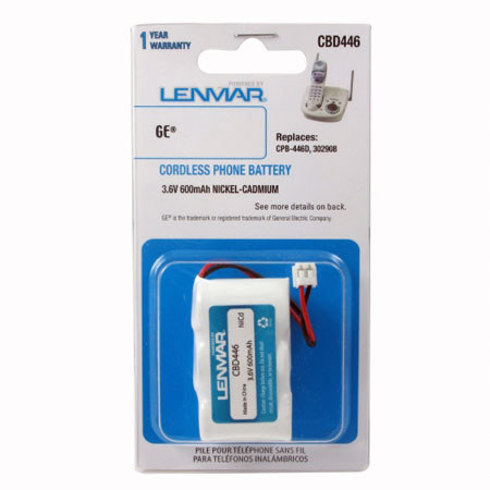 Lenmar CBD446 Nickel Cadmium 3.6v / 600mAh Battery, Fits General Electric 2-5912GE1 Cordless Phones