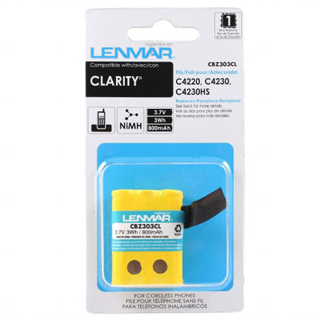 Lenmar CBZ303CL Nickel-Metal Hydride Battery 3.7v / 800mAh Battery, Fits Clarity C4220, C4230 Cordless Phones