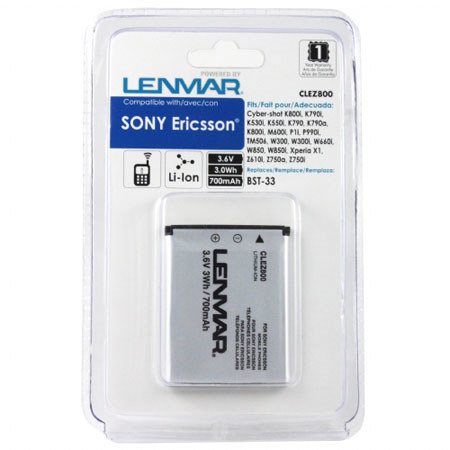 Lenmar Rechargeable No-Memory Lithium-Ion Battery for Sony Ericsson Z800i/V800/V802SE/Z800 Cellular Phone, 3.6V 700mAh