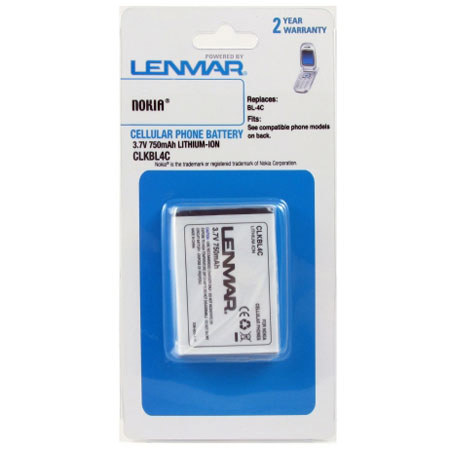 Lenmar No-Memory Li-on 3.7v 720mAh Rechargeable Battery replaces BL-4C, for Nokia 1265, 2650, 3108, 6100, 6300, 7200 Cell Phones