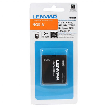Lenmar No-Memory Li-on 3.7v 700mAh Rechargeable Battery replaces BL-5F, for Nokia 6290, E65, N93i, N95 Cell Phones