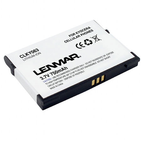 Lenmar No Memory Rechargeable Li-Ion Cellular Phone Battery 3.7 volts 750mAh, Replaces Kyocera TXBAT10063 for Kyocera KX5, Slider, Remix, KX18, Jet, Angel