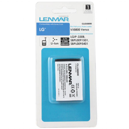 Lenmar CLLG8800 Lithium-Ion 3.7v / 600mAh Battery, Fits LG Venus VX8800 Cell Phones