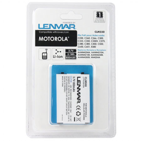 Lenmar Rechargeable No-Memory Lithium-Ion Battery for Motorola C550 Cellular Phone, 3.6v, 850mAh