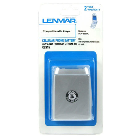 Lenmar Rechargeable No-Memory Lithium-Ion Cellular Phone Battery, 3.7v 1000mAh for Sanyo mm8300, Replaces SCP-15LBPL