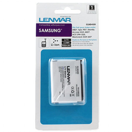 Lenmar Rechargeable No-Memory Cellular Phone Lithium-Ion Battery 3.7v, 950mAh, for Samsung ACE SPH-i325, BlackJack SGH-i607, Access SGH-a827