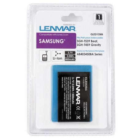 Lenmar CLZ312SG Lithium-Ion 3.7v / 800mAh Battery, Fits Samsung Gravity SGH-T459, Tracfone SGH-T401G, SGH-T229, Hue II SCH-R600 Cellular Phones
