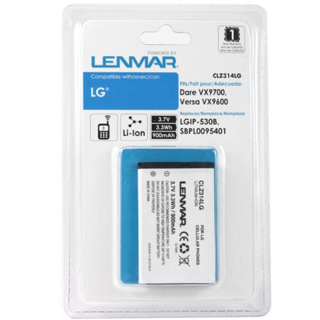 Lenmar CLZ314LG Lithium-Ion 3.7v / 900mAh Battery, Fits LG Dare VX9700, Versa VX9600