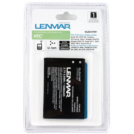 Lenmar CLZ317HT Lithium-Ion 3.7v / 1500mAh Battery, Fits HTC EVO 4G, Touch Pro 2, G2 Touch