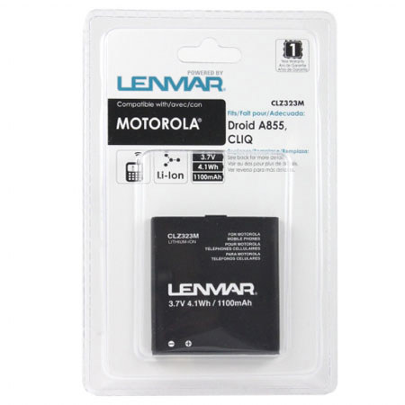 Lenmar CLZ323M Lithium-Ion 3.7v / 1100mAh Battery, Fits Motorola Droid A855, Droid 2 A955, CLIQ, CLIQ XT Cellular Phones