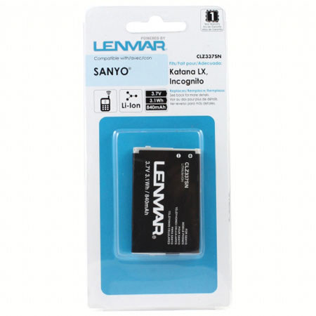 Lenmar CLZ337SN Lithium-Ion 3.7v / 840mAh Battery, Fits Sanyo Incognito SCP-6760, Katana LX SCP-3800 Cellular Phones