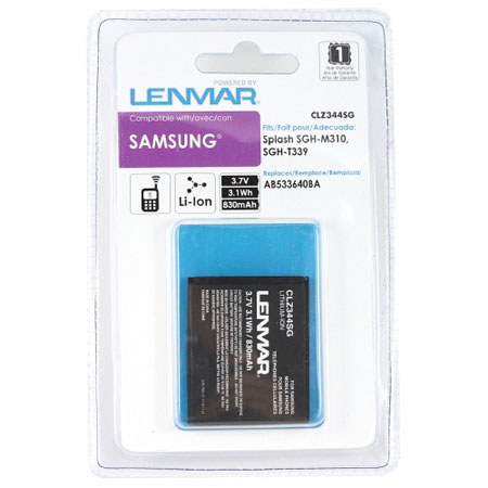 Lenmar CLZ344SG Lithium-Ion 3.7v / 830mAh Battery, Fits Samsung Splash SGH-M310, SGH-T339 Cellular Phones