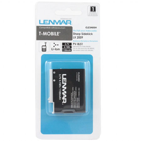 Lenmar CLZ348SH Lithium-Ion 3.7v / 1100mAh Battery, Fits Sharp T-Mobile SideKick LX 2009 Cellular Phones