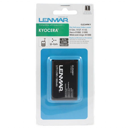 Lenmar CLZ349KY Lithium-Ion 3.7v / 900mAh Battery, Fits Kyocera Marble K127, Wildcard M1000, K126c, Marble K132