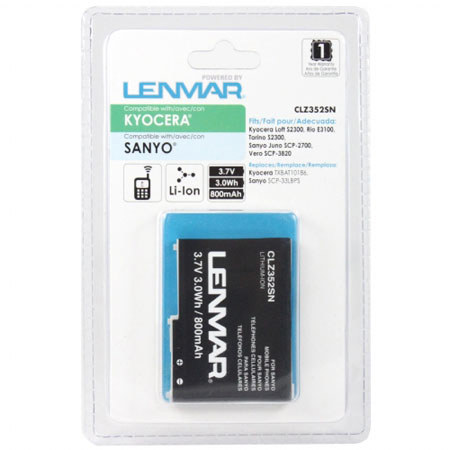 Lenmar CLZ352SN Lithium-Ion 3.7v / 800mAh Battery, Fits Sanyo Juno SCP-2700 Cellular Phones