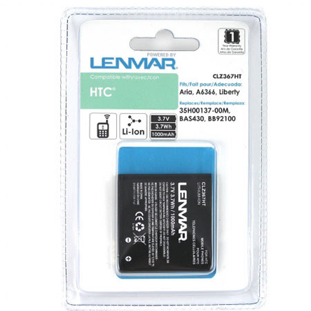 Lenmar CLZ367HT Lithium-Ion 3.7v / 1000mAh Battery, Fits HTC Aria, Liberty