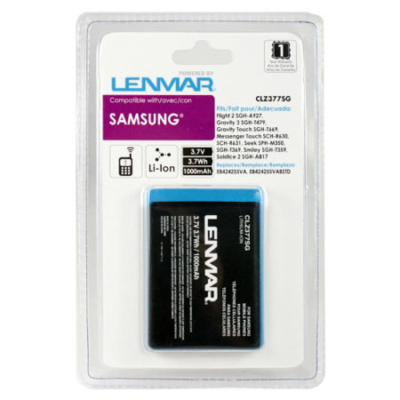 Lenmar CLZ377SG Lithium-Ion 3.7v / 1000mAh Battery, Fits Samsung Evergreen, Flight 2, Gravity 3, Gravity Touch, Messenger Touch, Smiley, Solstice2 Cellular Phones