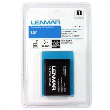 Lenmar CLZ378LG Lithium-Polymer 3.7v / 800mAh Battery, Fits LG Accolade VX5600