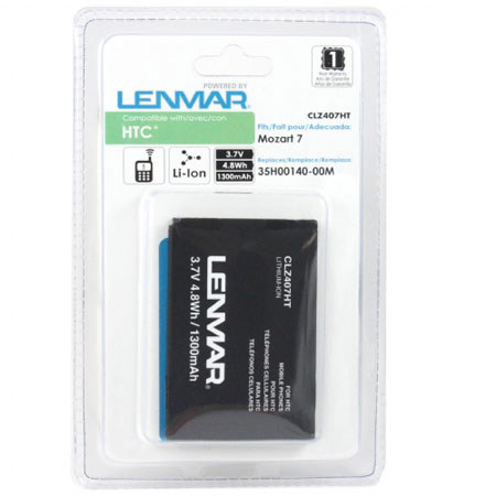 Lenmar CLZ407HT Lithium-Ion 3.7v / 1200mAh Battery, Fits HTC Mozart Windows 7 phone, T-mobile G2, Vision