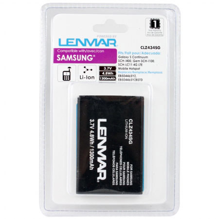 Lenmar CLZ434SG Lithium-Ion 3.7v / 1300mAh Battery, Fits Samsung Galaxy S Continuum, Gem, 4G LTE Mobile Hotspot Cellular Phones