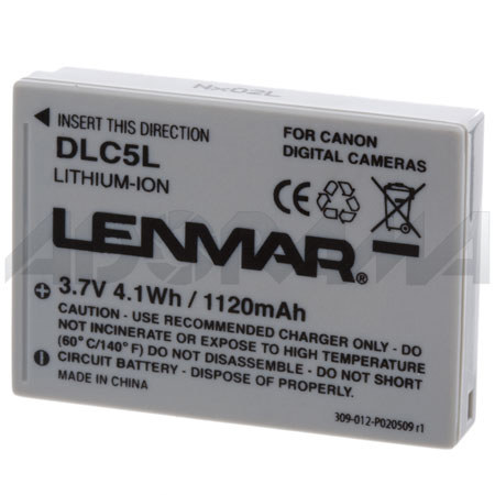 Lenmar NoMEM Li-Ion 3.7V 1120mAh, Canon NB-5L Battery