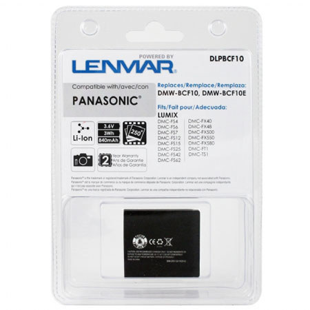 Lenmar No Memory Lithium-Ion Digital Camera Battery for Panasonic DMW-BCF10, 3.6v 840 mAh.