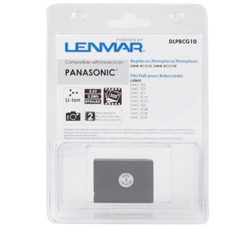 Lenmar No Memory Lithium-Ion Digital Camera Battery for Panasonic DMW-BCG10, 3.6v 895 mAh.