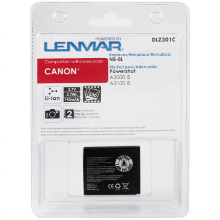 Lenmar Digital Camera Battery, for Canon Lith-ion NB-8L, 3.6v, 740mAh #DLZ301C