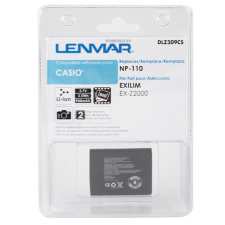 Lenmar No Memory Lithium-Ion Digital Camera Battery, Replaces Casio NP-110, 3.7v950mAh