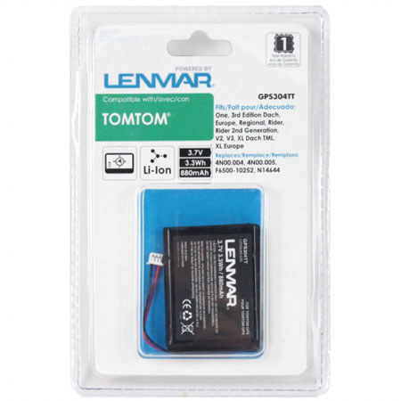Lenmar GPS304TT Lith-Ion Battery 3.7V / 880 mAh - Fits TomTom One, 3rd Edition Dach, Europe, Regional, Rider, Rider 2nd Generation, V2, V3, XL Dach TML, XL Europe