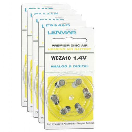 Lenmar HZA10-30 Zinc Air Battery 1.4V / 87 mAh Replaces ZA10 Premium Zinc Air Hearing Aid Battery, 6 pack, 10 Cards, 30 total