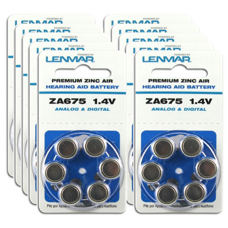 Lenmar HZA675-60 Zinc Air Battery 1.4V / 651 mAh Replaces ZA675 Premium Zinc Air Hearing Aid Battery, 6 pack, 10 Cards, 60 total