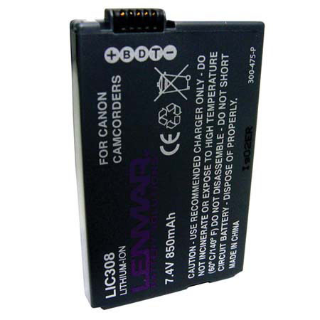 Lenmar No Memory, Lithium-Ion Camcorder Battery for the Canon BP308, 850mah, 1 Hour.