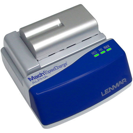 Lenmar Mach 1 Universal Alpha Speed Charger for Lithium-Ion Batteries, 3.6 to 7.4v, 110-240 VAC/12 VDC, with Adapters for Canon, Samsung, JVC, Panasonic & Sony.