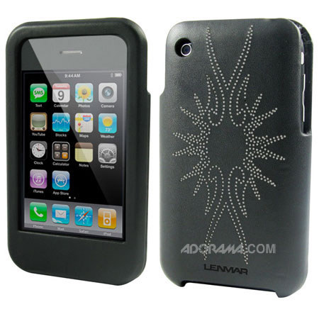 Lenmar iPhone 3G Case, Faux Leather, Flare Design Black