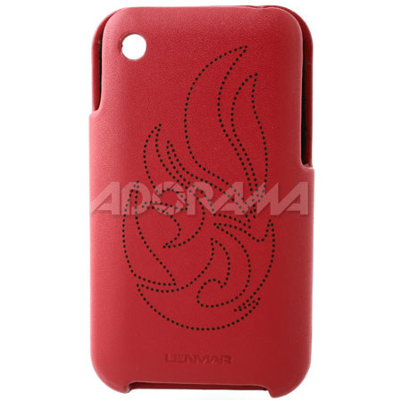Lenmar iPhone 3G Case, Faux Leather, Flare Design, Red