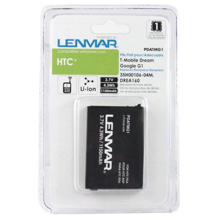 Lenmar PDATMG1 Lithium-Ion 3.7v / 1150mAh Battery, Fits HTC Dream, G1, T-Mobile Google G1
