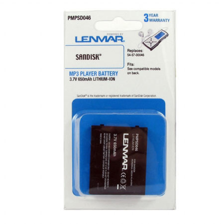 Lenmar PMPSD046 Lith-Ion Battery 3.7V / 650 mAh - Fits Sandisk Rhapsody E200 Series MP3 Players