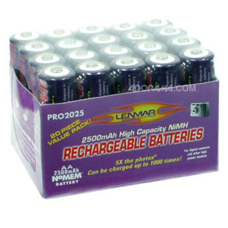 Lenmar AA 1.2V NoMEM NiMH Batteries 2500mAh, 20-Pack