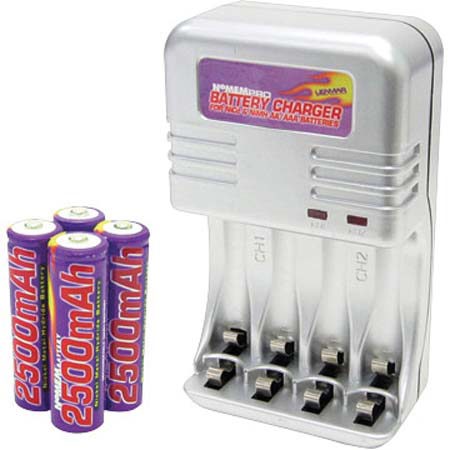 Lenmar AA/AAA Chrgr,6-8 Hr w/4 2500mAh NiMH Rchgbl Batt
