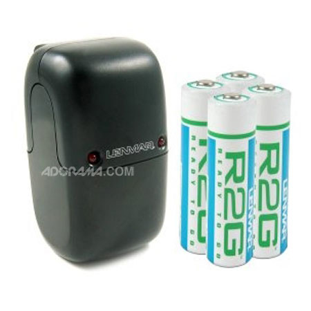 Lenmar R2GE04 AA/AAA Overnight Ultra Compact Charger, with Four R2G 2150mAh Rechargeable Nickel-Metal Hydride AA Batteries